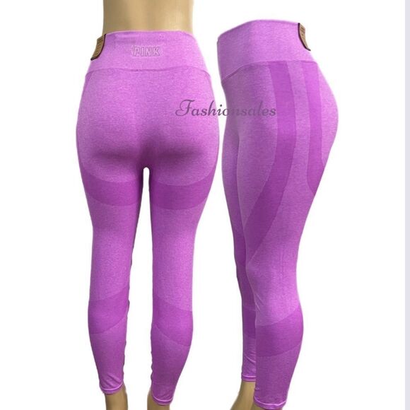 Victoria Secret PINK Seamless Workout Tight High Waist Full length tight Berry - Picture 5 of 5
